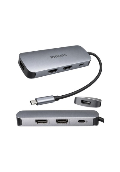 Phılıps Swr1602t/93 Type-c 7 İn 1 8k Dp + Dual 4k Hdmı 100w Pd Çok Fonksiyonlu Hub