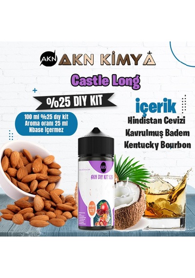 Castle Long Five Pawns Yoğun Dıy Kit Kavrulmuş Badem Bourbon Gıda Aroması %25 Oranda Aroma İçerir Hazır Değildir 100 Ml
