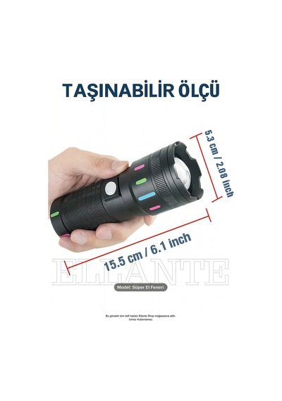 Çok Güçlü Led El Feneri Yüksek Güç Şarj Edilebilir Taktik El Feneri Kamp Lambası 10000 Lümen Çok Renkli