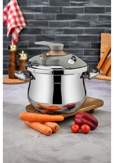 Cooker 7 Lt. Lüks Klipso Kapak Düdüklü Tencere Gri