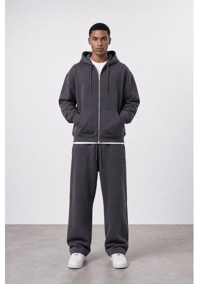 Erkek Respire Basic Oversize Zip Füme