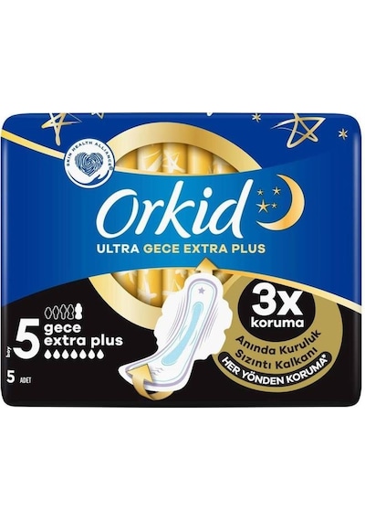 Orkid Ultra Hijyenik Ped Gece Extra Plus No: 5 5'li