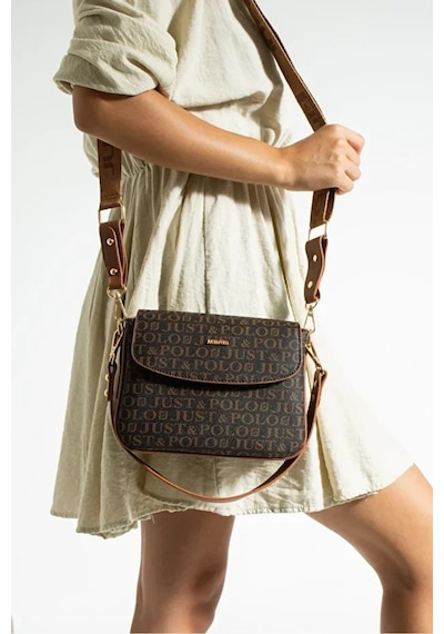 Just Polo Kadın Su Geçirmez Ayarlanabilir Askılı Lüks El & Omuz Çantası Shoulder Bag Ebat: 25 X 15 Cm Kahverengi - Taba