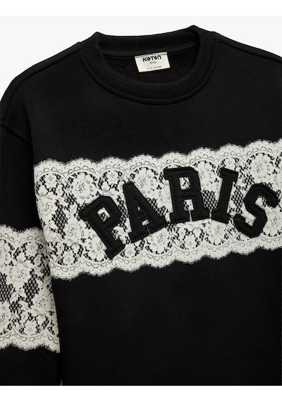 Koton Uzun Kollu Bisiklet Yaka İşlemeli Sweatshirt Siyah 6wkg10122ak SiYAH Koton Uzun Kollu Bisiklet Yaka İşlemeli Sweatshirt Siyah 6wkg10122ak SiYAH