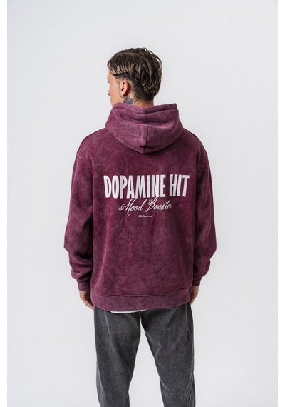 Respire Erkek Dopamine Hit Baskılı Kapüşonlu Oversize Hoodie Vişne Bordo