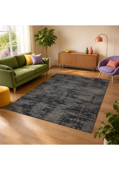 Kartela Halı Riva Halı Kaymaz Taban Makinede Yıkanabilir Halı Antrasit - 80 X 120 Cm