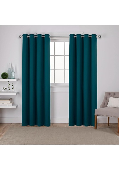 Curtains Saten Gt Fitilli Dokuma Oda Karartma Halkası Üst Perde Paneli Çifti, 52x96, Safir Deniz Mavisi, 2 Adet