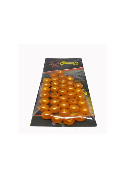 Sazan Dip Yemi Turuncu Janjan Boncuk 10 Mm (Dar Delik) 35 Adet