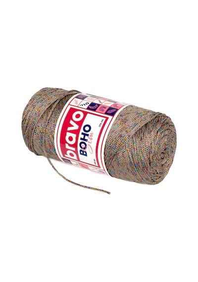 Boho Simli Polyester Makrome İplik 200 Gr 270 Metre Renk Kodu: 040m Vizon Multicolor