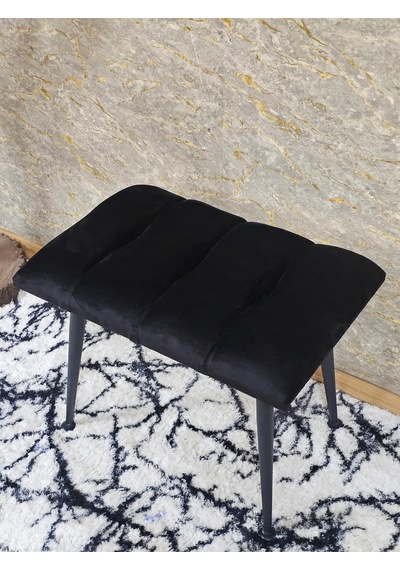 Zafir Siyah Sivriltmel Ayaklı 60 Cm Puf Bench - Puf - Bench - Oturak - Mutfak Oturağı - Antre Oturağı Siyah