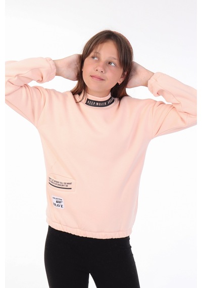 Toontoy Kız Çocuk Baskılı Sweatshirt Pudra