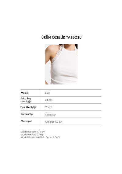 Itsbasic Kadın Beyaz S6-2 Asimetrik Kesim Dantel Detaylı Boyundan Askılı Tasarım Bluz