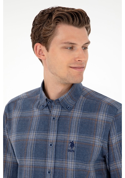 U.s. Polo Assn. Erkek İndigo Gömlek Desenli 50292319-vr028 İndigo