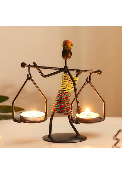Kadın Figürlü Metal Ferforje Tealight Mumluk