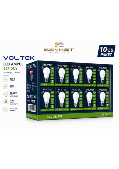 Voltek 15 Watt Led Ampul Beyaz 10'lu Paket 10 Adet