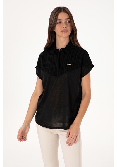 U.S. Polo Assn. Kadın Siyah Polo Yaka Tişört 50300663-VR046
