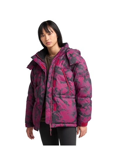 Timberland Tb0a5zbfefy1 Howker Recycled Down Prınted Puffer Jack Floral Red Beet Prınt Bayan Ceket Kırmızı