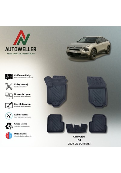 Citröen C4 2020 Sonrası Uyumlu Havuzlu Oto Paspas