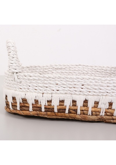 Bodrum 35x16x16 Cm. Doğal Abaka El Yapımı Oval Sepet Bej