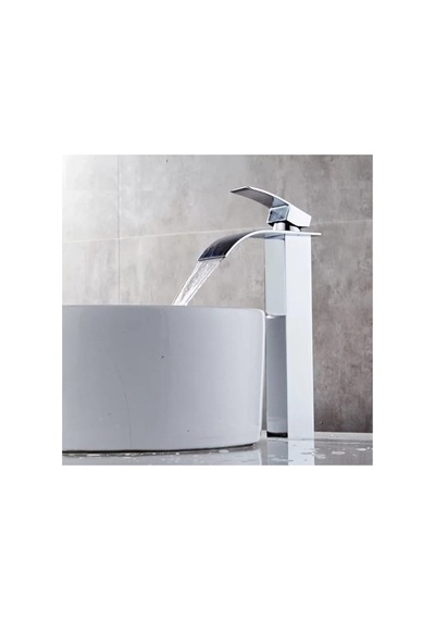 Rena Design Krom Çanak Lavabo Bataryası Oval Havza Model Uzun/yüksek Gümüş Gri Lavabo Musluğu Çift Girişli