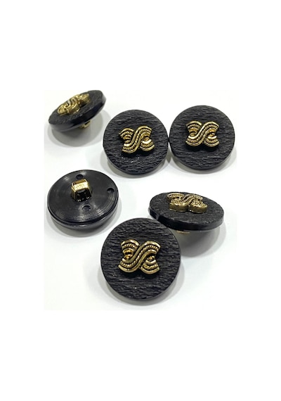 Yelek Hırka Düğmesi / Kabartma Gold Detaylı / Siyah 1,8 Cm / Kod:2620