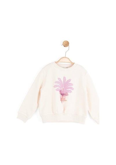 Zekids Kız Bebek Tavus Kuşu Desenli Sweatshirt-16139 Krem