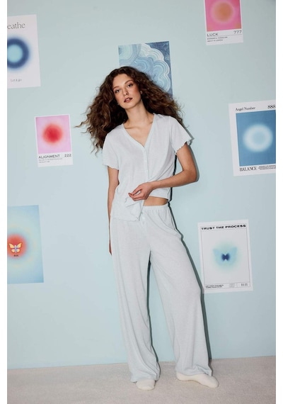 Defacto Regular Fıt Pijama Altı G4625ax26smer98 Ekru-er98