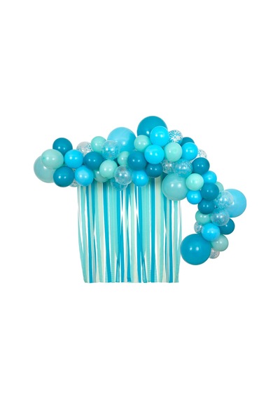 Meri Meri - Multi-sized Balloons & Streamer Set - Mavi Balonlar & Püsküller Seti Çok Renkli