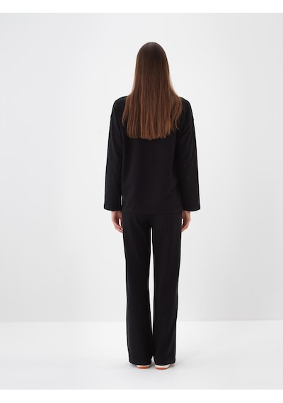 Xint Siyah Pamuk Dokulu Oversize Sweat Pantolon 470456
