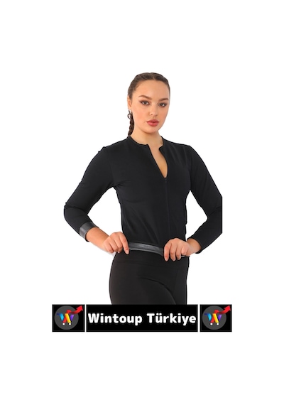 Wintoup Gündelik Spor Kullanım Terleme Hızlandıran Rahat Termal Sauna Uzun Kol Takım Siyah