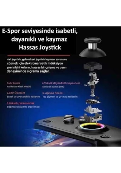 Bsp D8 Pro Rgb Telefon Tablet P3 P4 Android Apple Uyumlu iOS İçin Bluetooth 5.2 Joystick Gamepad Siyah