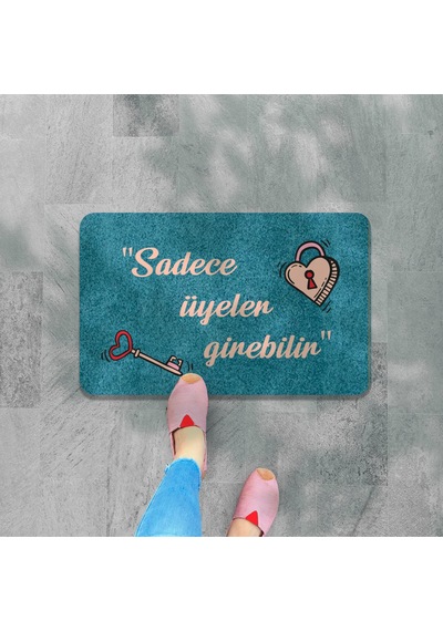 Dijital Baskılı Hoş Geldiniz Yazılı Çiçek Desenli Kapı Önü Paspası İç Ve Dış İçin Yıkanabilir Kaymaz Pembe