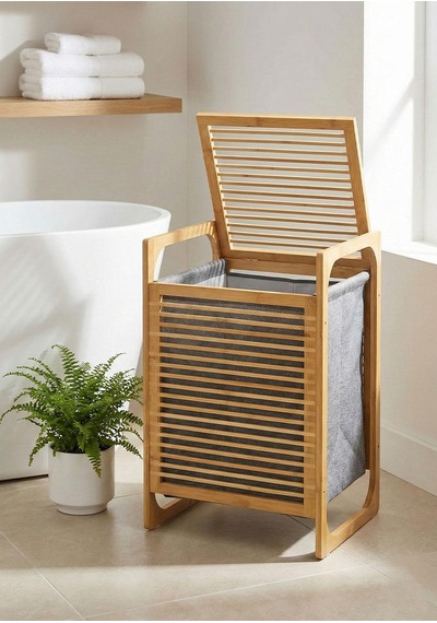 Bambu Çamaşır Sepeti Tekli 35 Litre Bambu