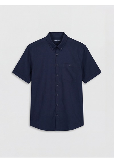 Lcwaıkıkı Classic Lacivert Regular Fit Keten Karışımlı Erkek Gömlek