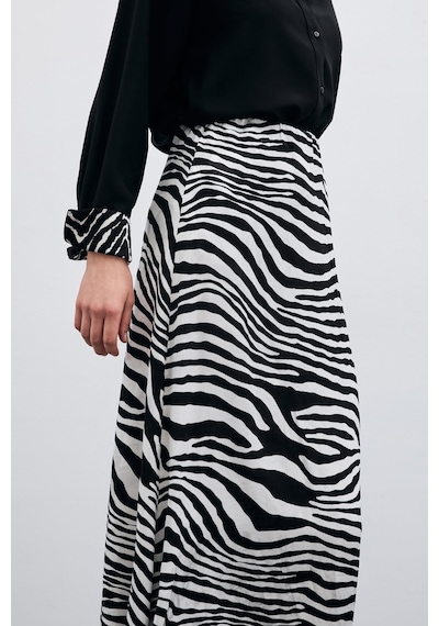 Sateen Zebra Desen Etek - Siyah-135451 Siyah