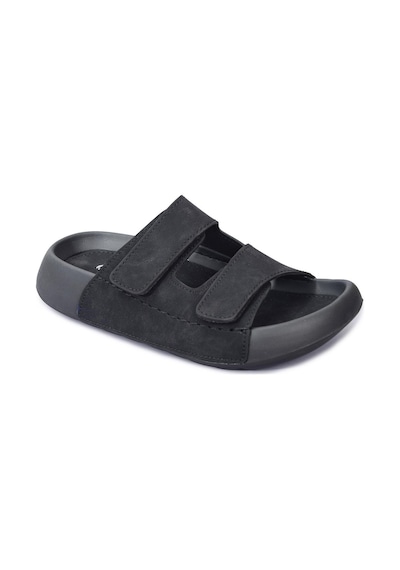 Qramed Orthopedix Çift Bantlı Cırtlı Unisex Spor Terlik Qr25101 Siyah