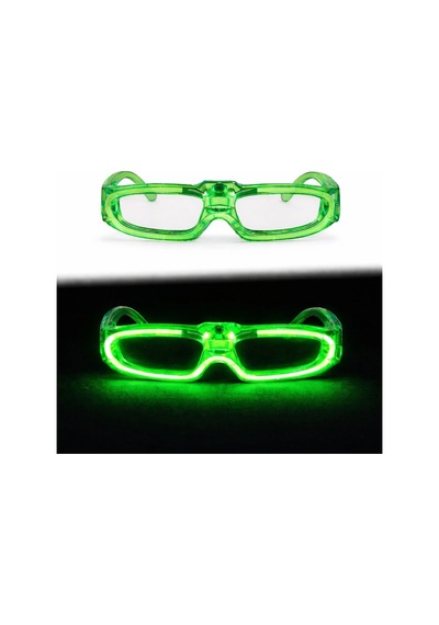 Yeşil Led Işıklı Parti Gözlüğü 3 Modlu Glow &amp Gece Eğlence Gözlüğü