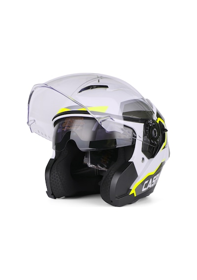 Valente Çenesiz Yarım Kask Çenesiz Csp 097 Matt Glossy White Gray Neon Yellow Şeffaf Vizörlü Motosiklet Kaskı Sarı