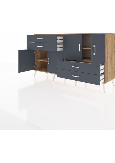 Hyperion Konsol 3 Raflı 4 Çekmeceli 4 Kapaklı 176x44x99 Çam-antra Çam-antrasit Hyperion Konsol 3 Raflı 4 Çekmeceli 4 Kapaklı 176x44x99 Çam-antra Çam-antrasit
