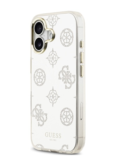 Apple Uyumlu iPhone 17 Kılıf Guess Lisanslı Metal Kamera Çerçeveli Simli Peony Aynalı Kapak Gümüş Gümüş