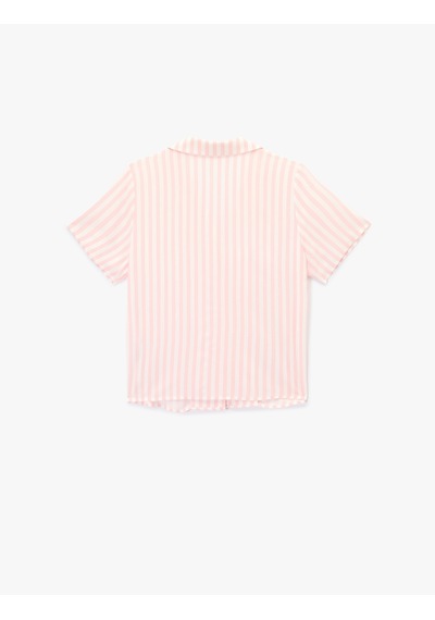 Koton Gömlek Yaka Kısa Kollu Viskon Çizgili Pijama Üstü Pınk Strıpe 6slk50007mw Pembe Çizgili Koton Gömlek Yaka Kısa Kollu Viskon Çizgili Pijama Üstü Pınk Strıpe 6slk50007mw Pembe Çizgili