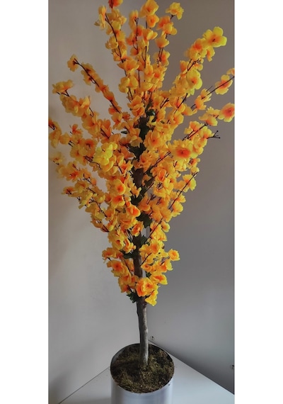 Rüzgar Çiçekcilik 145 Cm Metal Saksıda Sarı Bahardali Sari