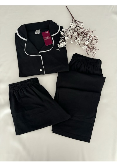 Mh Moony Homewears 3'lü Siyah Yumuşak Pijama Takımı Siyah