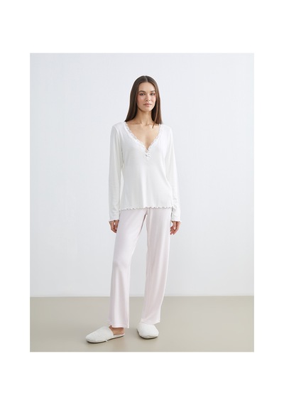 Lcw Dream Pembe Çizgili Kadın Pijama Takımı