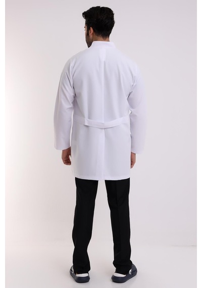 Doktor Öğretmen Erkek Önlük Ara Boy Hakim Yaka-7062-171 Beyaz