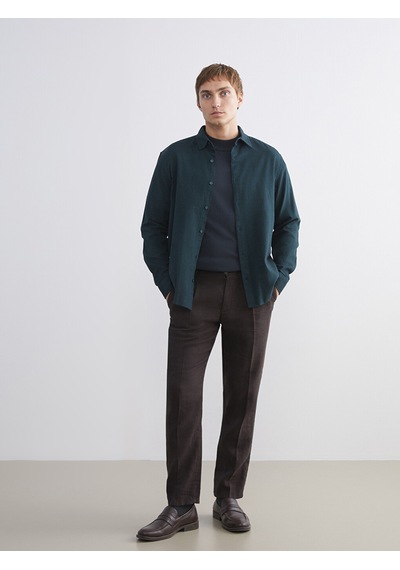 Lcw Vision Yeşil Regular Fit Uzun Kollu Gabardin Erkek Gömlek