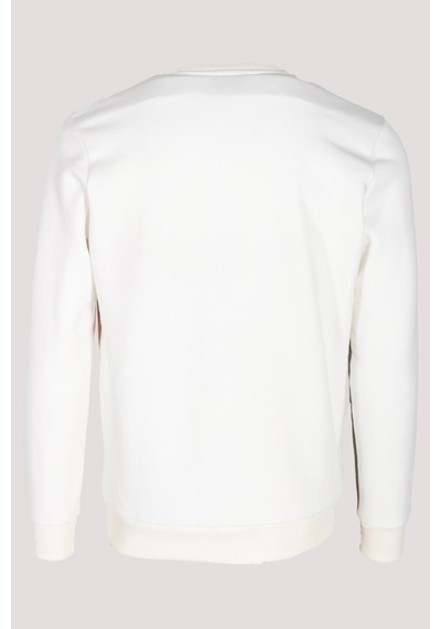Erkek Sweatshirt Beyaz Monogram Desenli Logo Detaylı Relaxed Fit Crewneck Ncs Jeans 1625 Beyaz