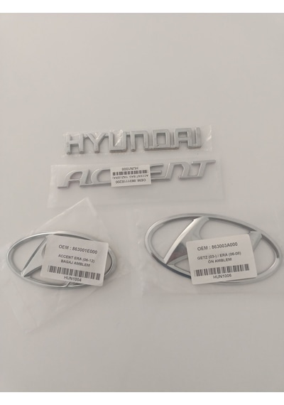 Hyundai Accent Bagaj Yazısı Accent Era Ön Arka Arma 2006-2008 Accent Era Bagaj Yazısı Ön Arka Amblem