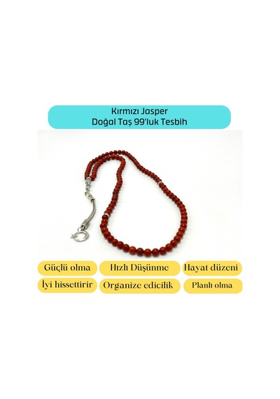 Yıldız Doğal Taş Kırmızı Jasper 6mm 99luk Doğal Taş Tesbih