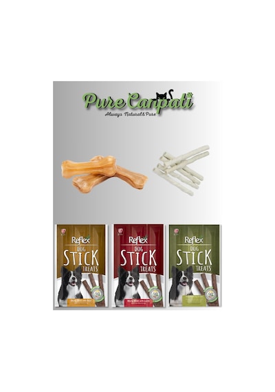 Purecanpati Köpek Natural Pres Kemik Beyaz Burgu Stick Ödül Seti 1 Köpek Naturel